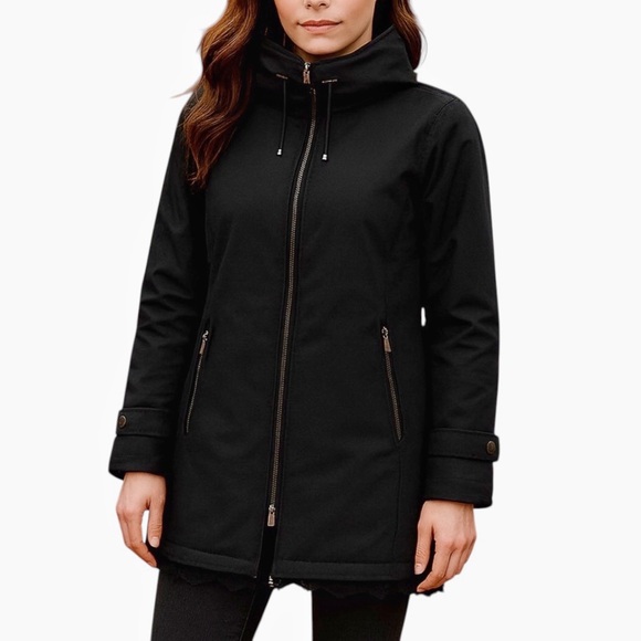 Kristen Blake Jackets & Blazers - Kristen Blake Black Coat High Collar Zip Front Fall Winter Outerwear Women M HSH